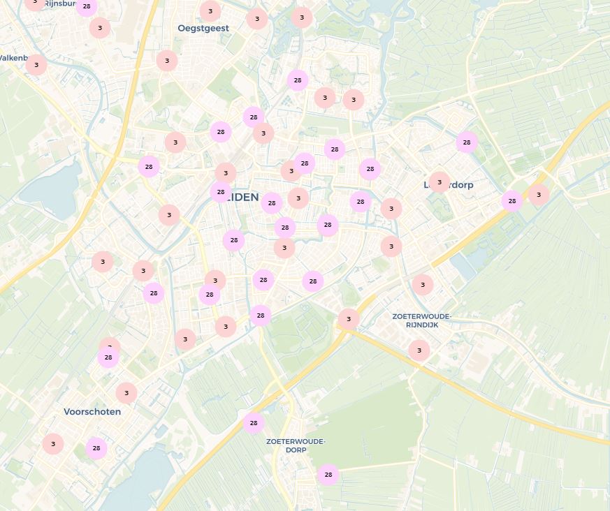 (Paars-28: T-Mobile, rood-3: Vodafone).