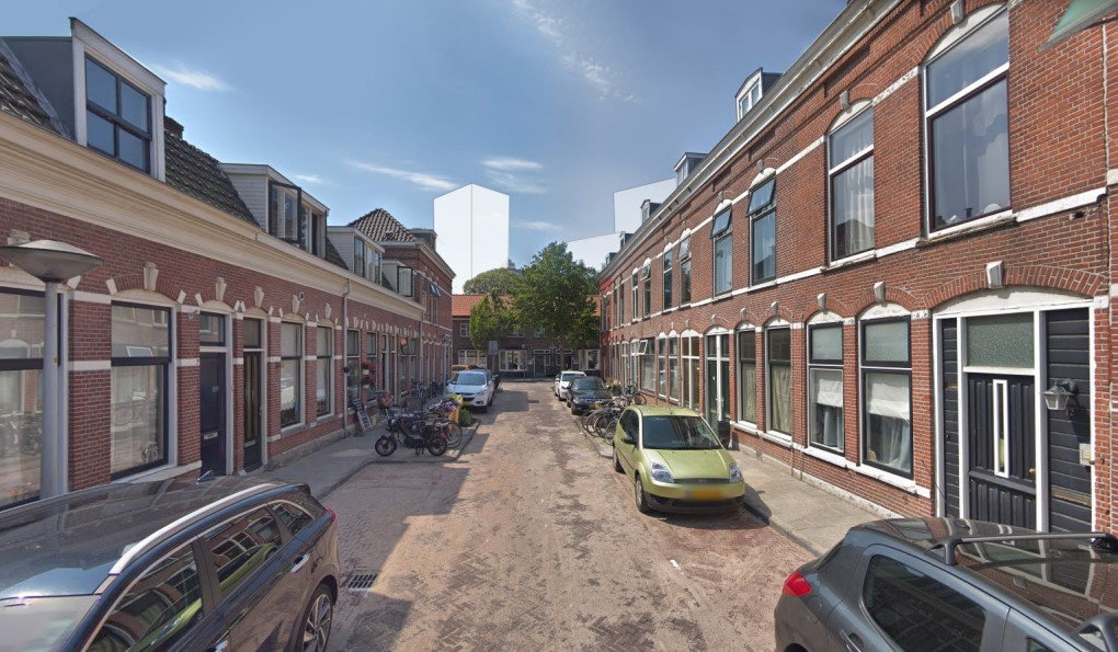 Zicht op nieuwbouw vanuit de Poelgeeststraat