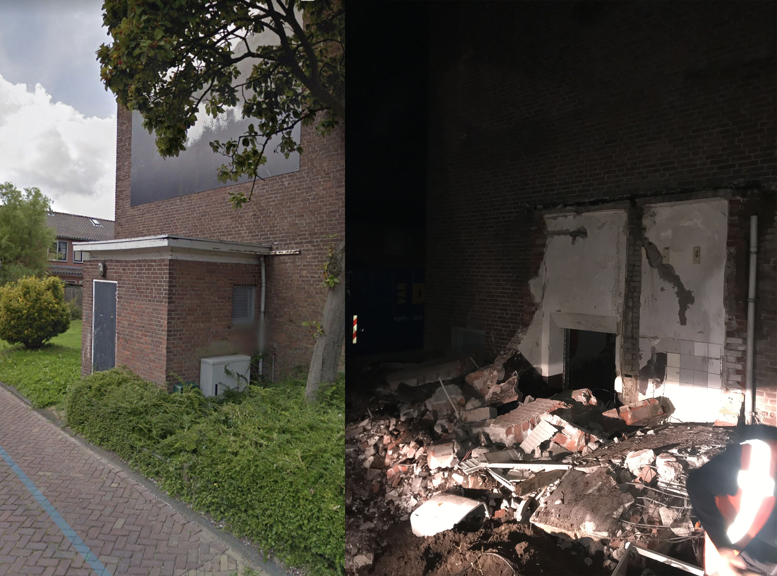 Voor en na de sloop. (Foto