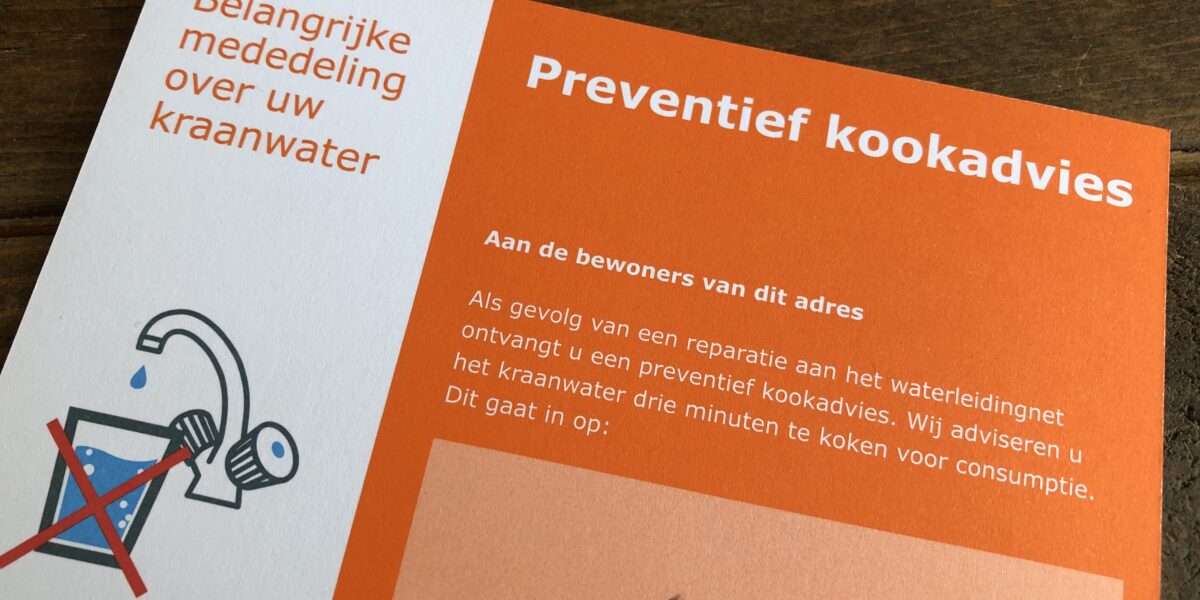Advies na lekkende leiding: kook kraanwater Zoeterwoude-Dorp