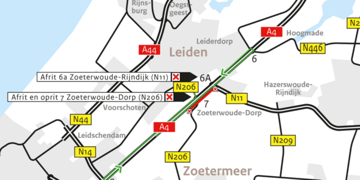 Werkzaamheden in Paasweekend: afritten A4-N11 afgesloten - Sleutelstad