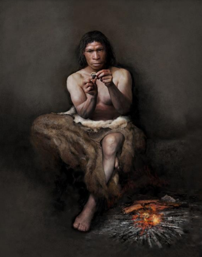 Een jonge Neanderthaler. (Illustratie: Tom Björklund/Moesgaard
Museum, Denemarken).