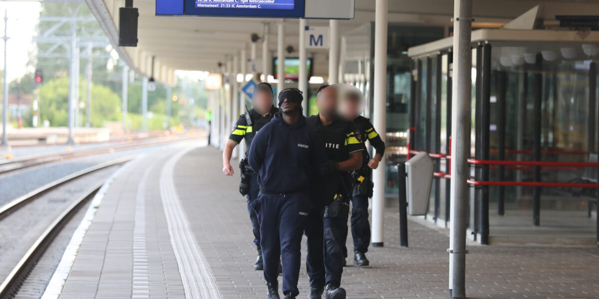 Major police action at Leiden Central: arrest team searches train