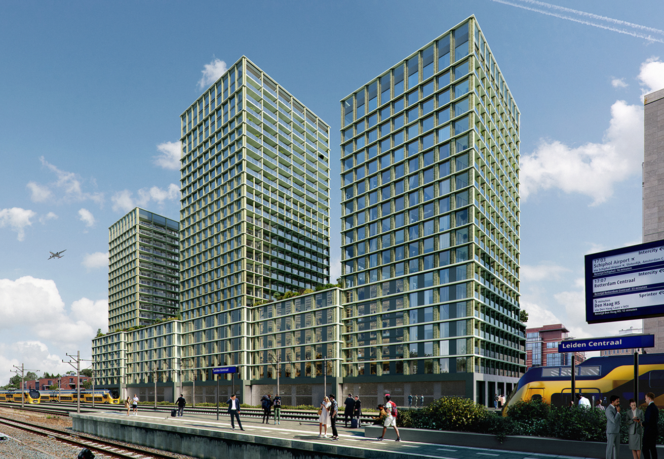 De nieuwbouw langs het spoor