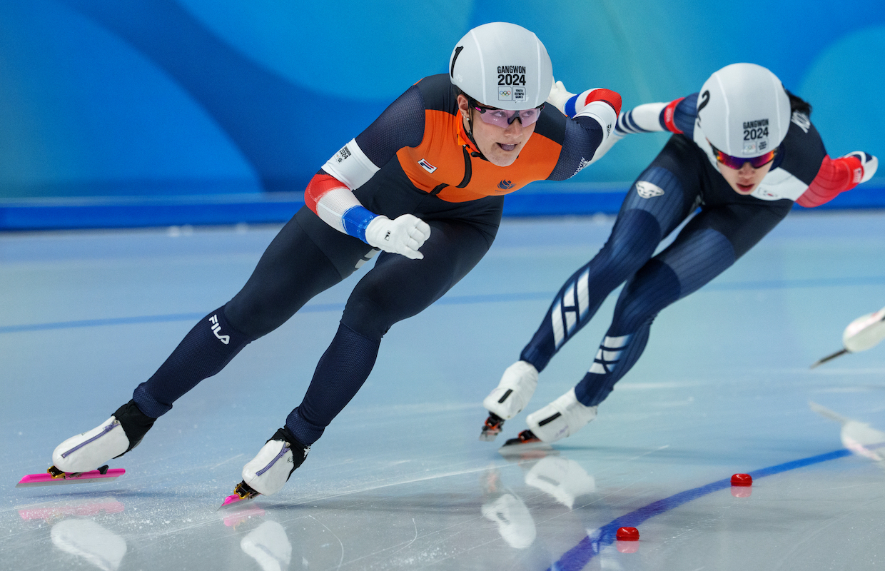 Angel Daleman in actie op mixed relay op Youth Olympic Games.