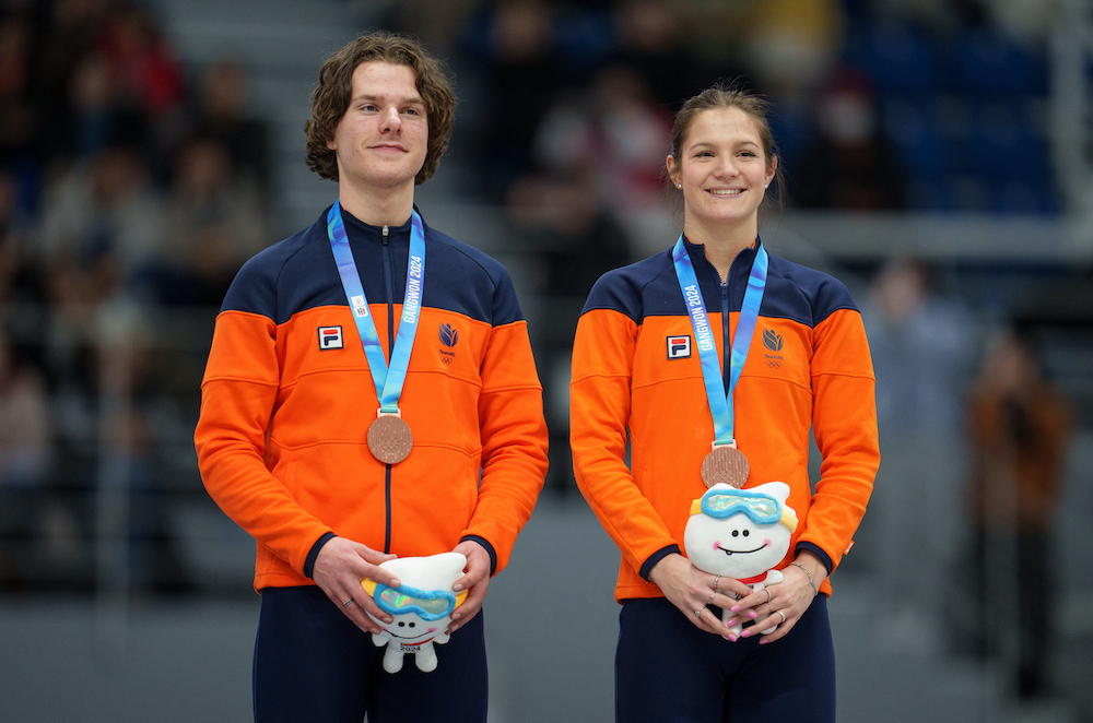 Angel Daleman en Sem Spruit winnen brons in mixed relay op YOG. (Foto: OIS/Bob Martin)