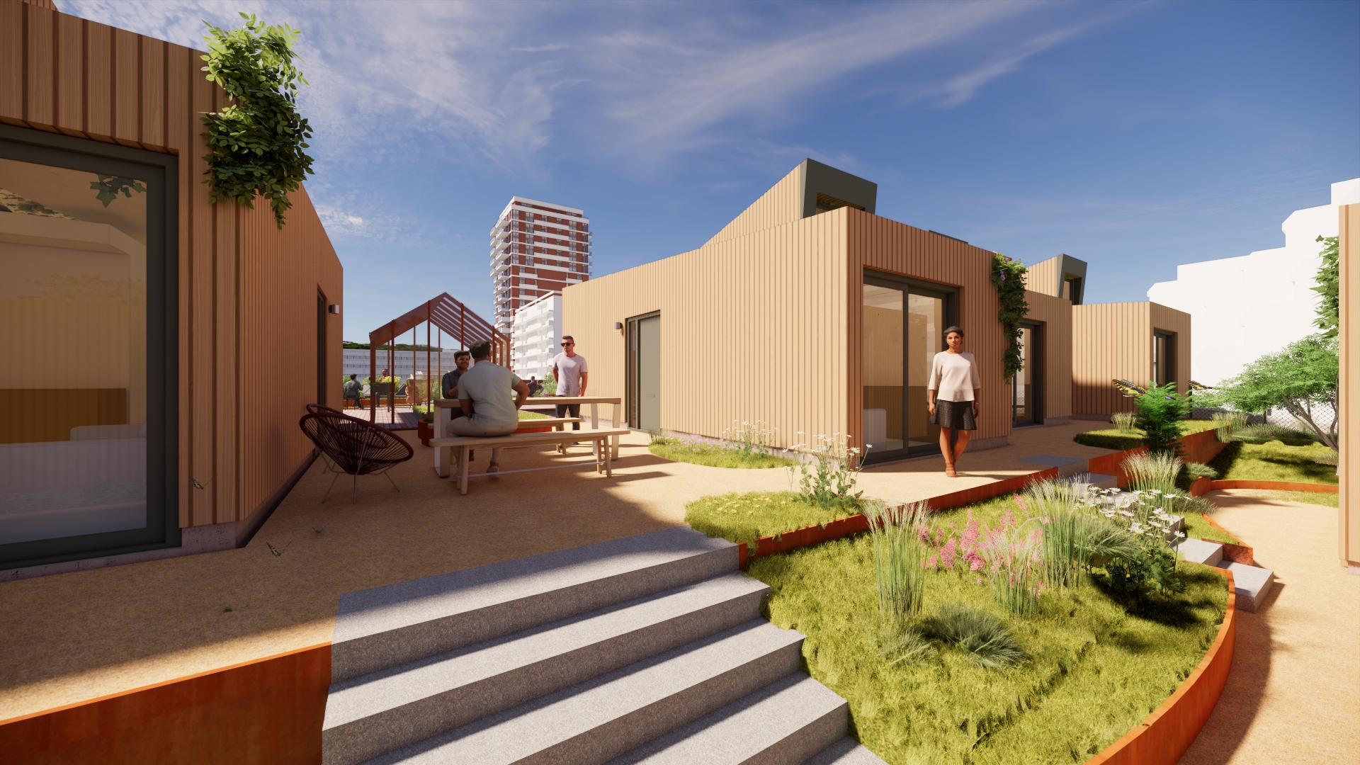 Artist impression van de tiny houses bij de Kopermolen. (Foto: EUP Design / Van der Vorm Vastgoed)