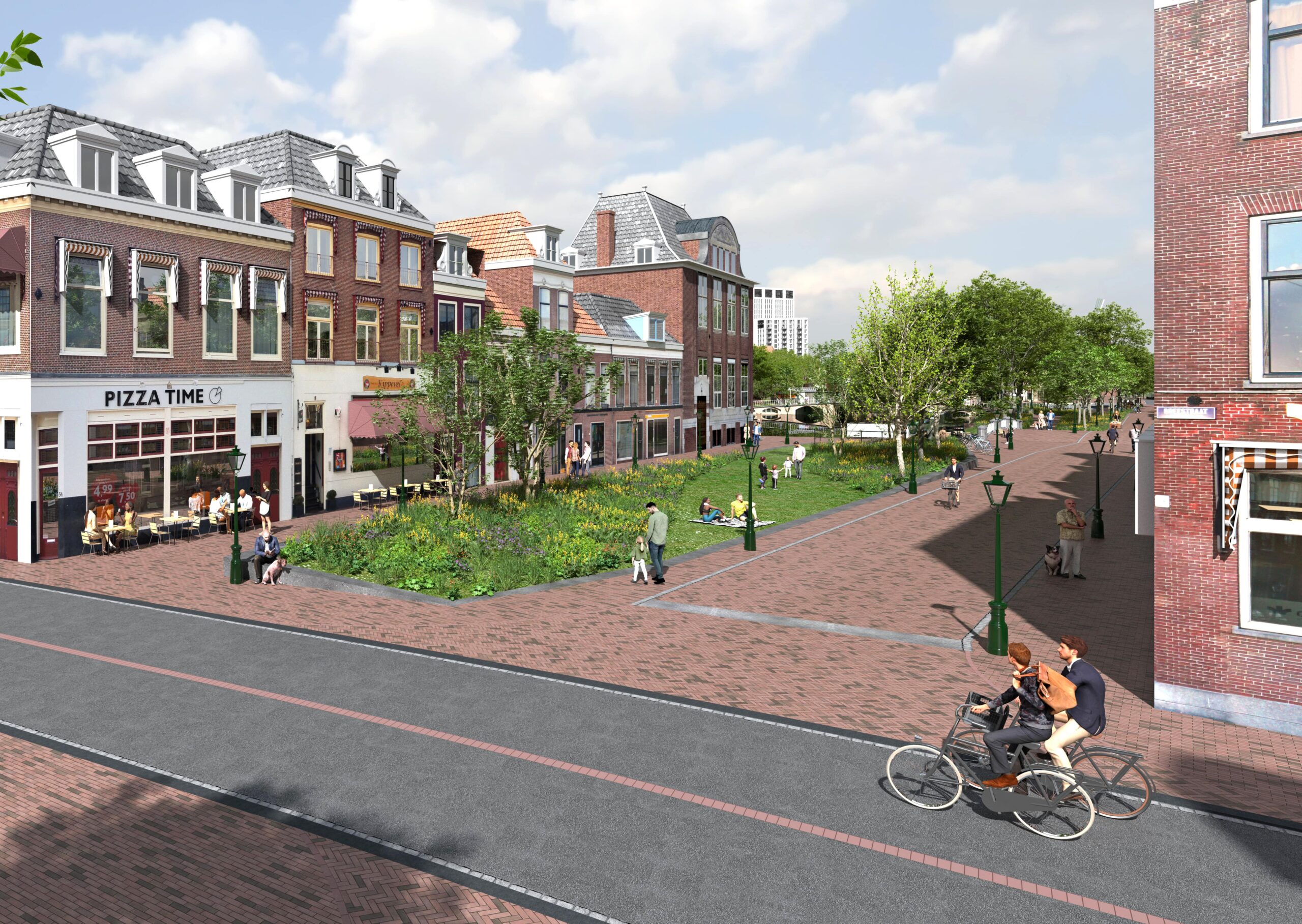 Bij optie 1 wordt alleen de straat vergroend