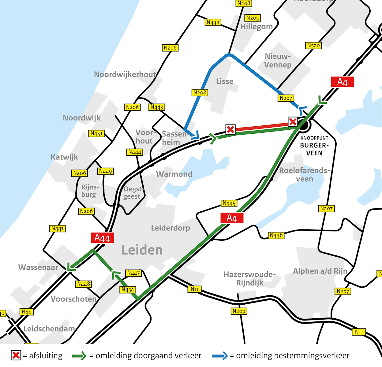 Omleidingen richting Den Haag